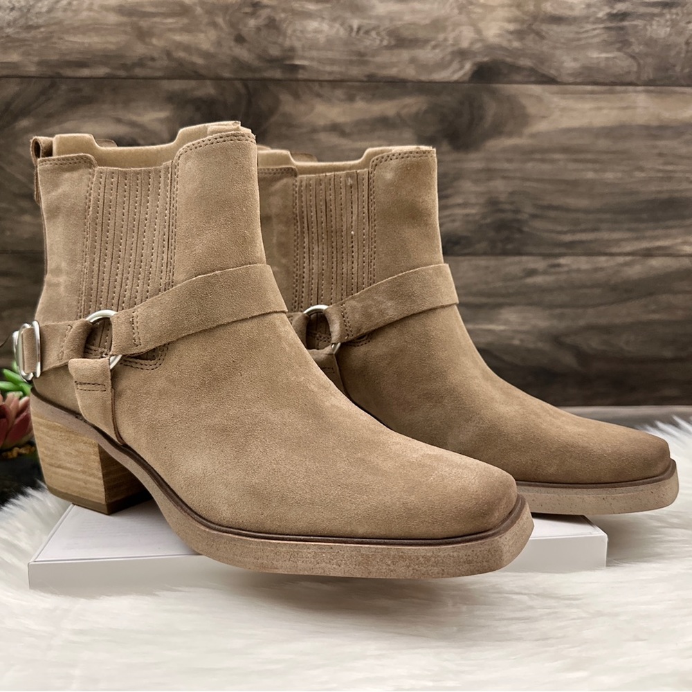 NIB Sam Edelman Bellamie Western Harness Cowgirl Ankle Boots Deep Taupe - Picture 6 of 14